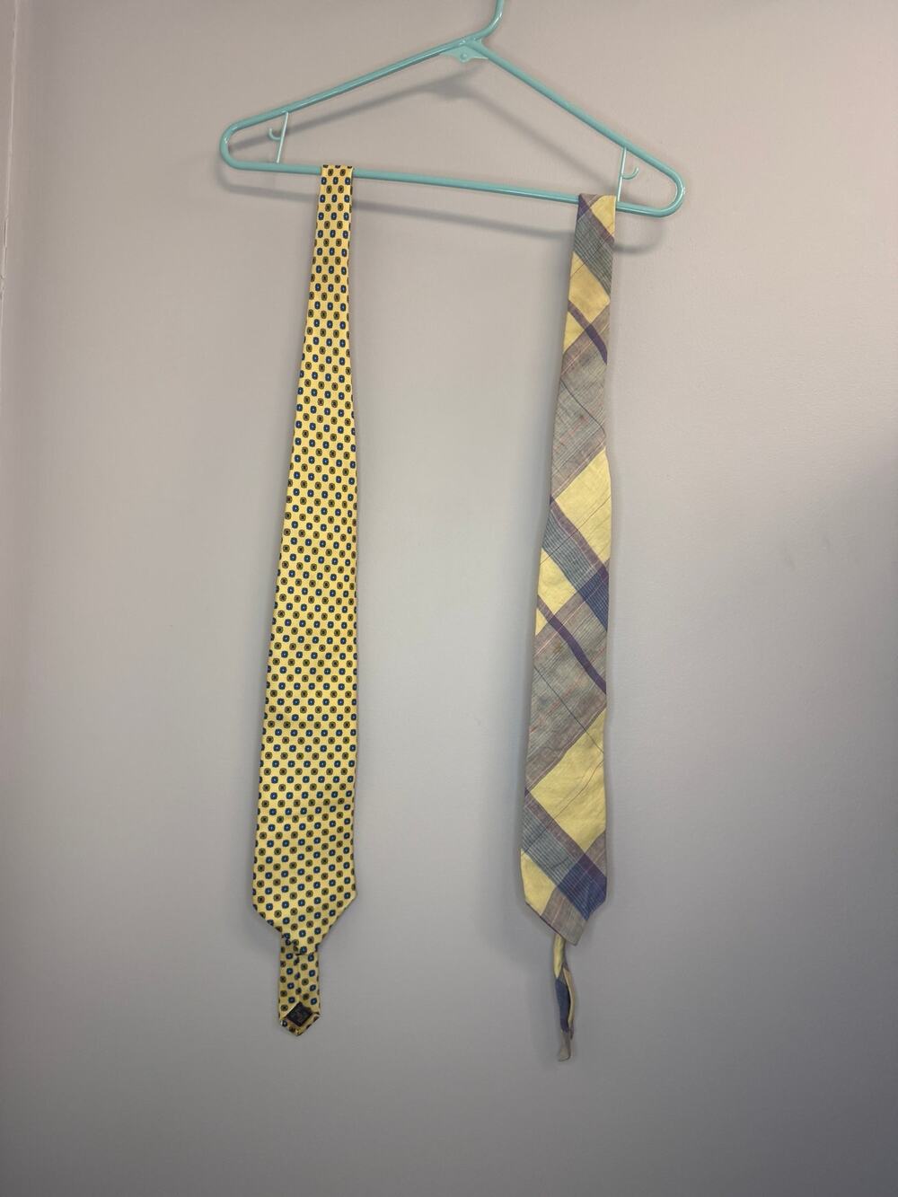Vintage Yellow Tie Lot of 2 Embassy Row Foulard Colours Alexander Julian Madras